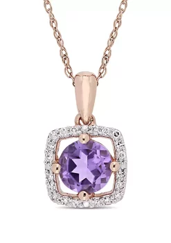 Coupon 😉 0.62 ct. t.w. Amethyst and 0.1 ct. t.w. Diamond Floating Halo Pendant with Chain in 10K Rose Gold by Belk & Co. 🧨