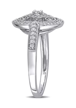 Coupon 🎁 1/4 ct. t.w. Diamond Vintage Oval Halo Engagement Ring in Sterling Silver by Belk & Co. 👏 -DealsBelk & Co. Store Belk 25764