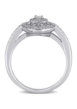 Coupon 🎁 1/4 ct. t.w. Diamond Vintage Oval Halo Engagement Ring in Sterling Silver by Belk & Co. 👏 -DealsBelk & Co. Store Belk 25765