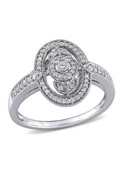 Coupon 🎁 1/4 ct. t.w. Diamond Vintage Oval Halo Engagement Ring in Sterling Silver by Belk & Co. 👏 -DealsBelk & Co. Store Belk 25768