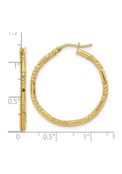 Best Sale 👏 14K Yellow Gold Polished and Textured Hoop Earrings by Belk & Co. ✔️ -DealsBelk & Co. Store Belk 25771