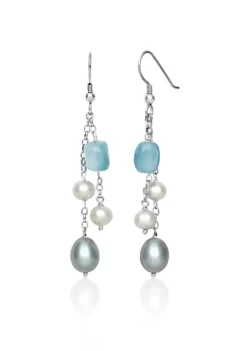 Cheap ๐ Sterling Silver Milky Aquamarine and Freshwater Pearl Earrings by Belk & Co. ๐