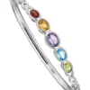 Flash Sale 🧨 1 ct. t.w. Amethyst, 3/4 ct. t.w. Swiss Blue Topaz, 5/8 ct. t.w. Citrine, 1/2 ct. t.w. Garnet and 3/8 ct. t.w. Peridot Bangle Bracelet in Rhodium-Plated Sterling Silver by Belk & Co. 🎁