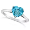 Top 10 😍 Sterling Silver 8mm Heart Shape Blue Topaz Solitaire Ring by Belk & Co. ⭐