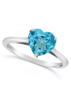Top 10 😍 Sterling Silver 8mm Heart Shape Blue Topaz Solitaire Ring by Belk & Co. ⭐
