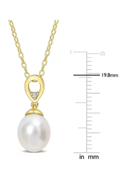 Hot Sale 🌟 8-9mm South Sea Cultured Freshwater Pearl and White Topaz Drop Pendant with Chain in Yellow Plated Sterling Silver by Belk & Co. ❤️ 7 Hot Sale 🌟 8-9mm South Sea Cultured Freshwater Pearl and White Topaz Drop Pendant with Chain in Yellow Plated Sterling Silver by Belk & Co. ❤️ -DealsBelk & Co. Store Belk 25817