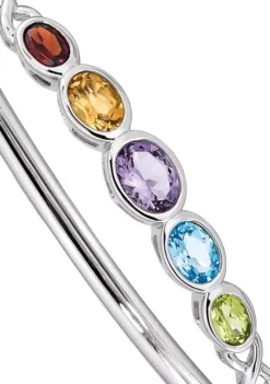 Flash Sale 🧨 1 ct. t.w. Amethyst, 3/4 ct. t.w. Swiss Blue Topaz, 5/8 ct. t.w. Citrine, 1/2 ct. t.w. Garnet and 3/8 ct. t.w. Peridot Bangle Bracelet in Rhodium-Plated Sterling Silver by Belk & Co. 🎁 -DealsBelk & Co. Store Belk 2582