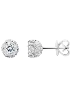 Flash Sale 🌟 Sterling Silver 6mm Round White Topaz Stud Earrings by Belk & Co. ⌛