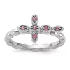 Best reviews of 🎉 1/10 ct. t.w. Pink Tourmaline Stackable Expressions Rhodium Plated Cross Ring in Sterling Silver by Belk & Co. 💯