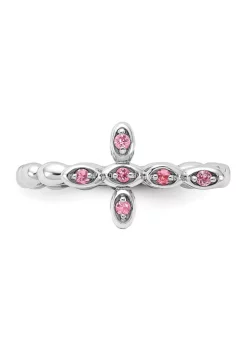 Best reviews of 🎉 1/10 ct. t.w. Pink Tourmaline Stackable Expressions Rhodium Plated Cross Ring in Sterling Silver by Belk & Co. 💯 -DealsBelk & Co. Store Belk 25837