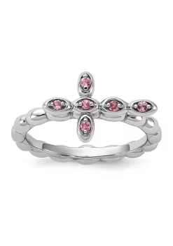 Best reviews of 🎉 1/10 ct. t.w. Pink Tourmaline Stackable Expressions Rhodium Plated Cross Ring in Sterling Silver by Belk & Co. 💯 -DealsBelk & Co. Store Belk 25839