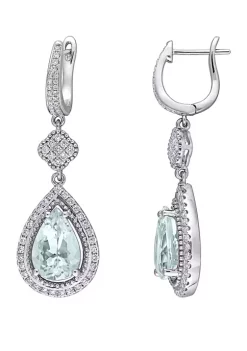 Hot Sale 😉 5.2 ct. t.w. Aquamarine and 1 ct. t.w Diamond Teardrop Cuff Earrings in 14K White Gold by Belk & Co. ✔️ -DealsBelk & Co. Store Belk 25854