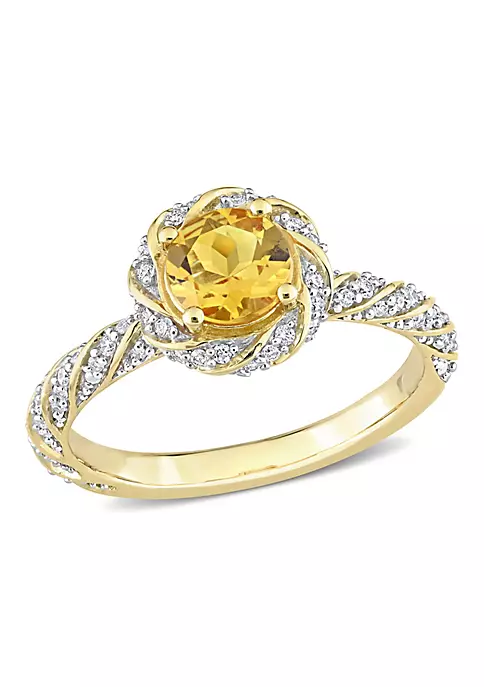 Coupon 👍 Citrine and 1/4 CT TW Diamond Halo Vintage Ring in 14k Rose Gold by Belk & Co. 👏 1 Coupon 👍 Citrine and 1/4 CT TW Diamond Halo Vintage Ring in 14k Rose Gold by Belk & Co. 👏