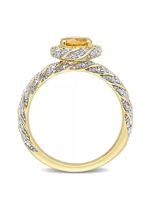 Coupon 👍 Citrine and 1/4 CT TW Diamond Halo Vintage Ring in 14k Rose Gold by Belk & Co. 👏 3 Coupon 👍 Citrine and 1/4 CT TW Diamond Halo Vintage Ring in 14k Rose Gold by Belk & Co. 👏 - Image 3