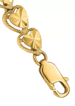 Wholesale 🎁 14K Yellow Gold Diamond Cut Heart 7-Inch Bracelet by Belk & Co. ⌛ -DealsBelk & Co. Store Belk 25866