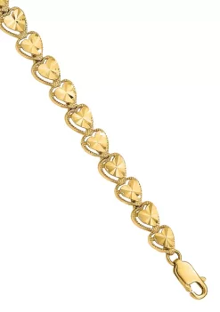 Wholesale 🎁 14K Yellow Gold Diamond Cut Heart 7-Inch Bracelet by Belk & Co. ⌛ -DealsBelk & Co. Store Belk 25867