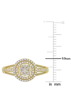 Deals 💯 1/4 ct. t.w. Diamond Double Halo Cluster Ring in 10K Yellow Gold by Belk & Co. 🔔 -DealsBelk & Co. Store Belk 25876