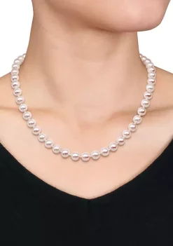 Brand new 🧨 7-7.5 Millimeter Cultured Freshwater Pearl Necklace with 14k Yellow Gold Fisheye Clasp by Belk & Co. 😀 -DealsBelk & Co. Store Belk 25888