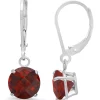 Budget 🧨 10K White Gold Round Checkerboard Cut 4.5 ct. t.w. Garnet Leverback Earrings (8 Millimeter) by Belk & Co. ❤️