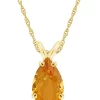 Best Sale 🔔 14K Yellow Gold 12x8mm Pear Shaped Citrine Pendant Necklace by Belk & Co. 😉