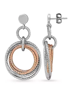 Buy 🎁 Sterling Silver And Rose Gold-Plated Circle Drop Earrings by Belk & Co. 👏