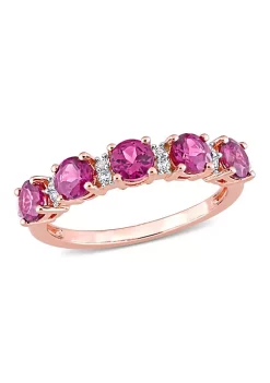 Wholesale 😍 Rhodolite and White Topaz Semi Eternity Ring in Rose Gold Plated Sterling Silver by Belk & Co. 🎉 -DealsBelk & Co. Store Belk 25931