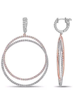 Best Sale ๐ 3.55 ct. t.w. Diamond Double Hoop Earrings in Two-Tone 14K White and Rose Gold by Belk & Co. ๐คฉ