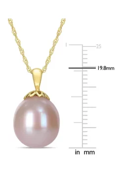 Best Pirce 💯 11.5-12mm Pink Cultured Freshwater Pearl Strawberry Pendant with Singapore Chain 10k Yellow Gold by Belk & Co. ✔️ -DealsBelk & Co. Store Belk 25979