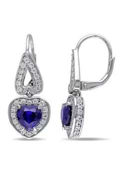 Discount 🤩 Lab Created 5.52 ct. t.g.w. Created Blue and White Sapphire Heart Leverback Earrings in Sterling Silver by Belk & Co. 😀