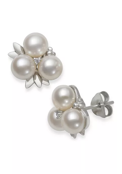 New ๐ 6-7 Millimeter Cultured Freshwater Pearl and Diamond Accent Fruit Earrings in Sterling Silver by Belk & Co. ๐ 1 New ๐ 6-7 Millimeter Cultured Freshwater Pearl and Diamond Accent Fruit Earrings in Sterling Silver by Belk & Co. ๐