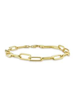 Top 10 😍 18k Yellow Gold Plated Sterling Silver 6mm Paperclip Chain Anklet, 9" by Belk & Co. 🔔
