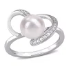 New 😀 8-8.5mm Freshwater Cultured Pearl and Diamond Accent Heart Ring in Sterling Silver by Belk & Co. ⭐