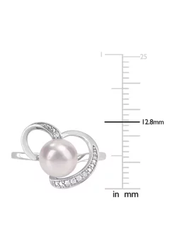 New 😀 8-8.5mm Freshwater Cultured Pearl and Diamond Accent Heart Ring in Sterling Silver by Belk & Co. ⭐ -DealsBelk & Co. Store Belk 26039