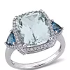 Top 10 ⭐ 5 ct. t.w. Aquamarine, 3/5 ct. t.w. Blue Topaz, and 1/3 ct. t.w. Diamond 3 Stone Halo Ring by Belk & Co. 😉