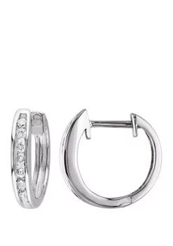 Deals 😀 1/4 ct. t.w. Diamond Hoop Earrings in 10k White Gold by Belk & Co. 😀