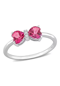 Wholesale 🔔 Pink Topaz and Diamond Accent Bow Ring in 10k White Gold by Belk & Co. 🌟