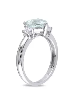 Buy 👏 Lab Created 2-Piece Set of 3.45 ct. t.g.w. Aquamarine and Created White Sapphire Pendant with Chain and Ring in Sterling Silver by Belk & Co. ⌛ -DealsBelk & Co. Store Belk 26086