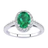 Deals 🎁 Lab Created 1cttw Oval Shape Created Emerald and Halo Diamond Ring In Sterling Silver by Belk & Co. 💯