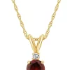 Deals 🔔 14K Gold 6mm Round Garnet Diamond Accent Pendant by Belk & Co. 😀