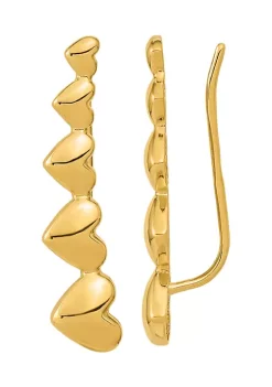 Buy 💯 14K Yellow Gold Heart Polished Ear Climber Earrings by Belk & Co. 🎉
