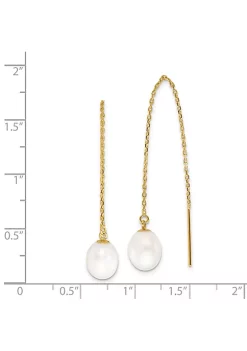 Best deal 🔥 14K Yellow Gold 7-8mm White Rice Freshwater Cultured Pearl Cable Chain Threader Earrings by Belk & Co. ✔️ -DealsBelk & Co. Store Belk 26113
