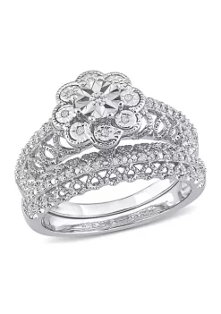 Best Pirce ✨ 1/6 CT TW Diamond Vintage Bridal Set in Sterling Silver by Belk & Co. 👏