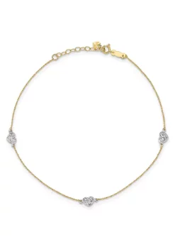 Best Sale 🔥 14K Two Tone Puff Heart 9 Inch Plus 1 Inch Extension Anklet by Belk & Co. 💯 -DealsBelk & Co. Store Belk 26122