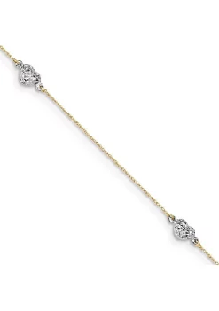 Best Sale 🔥 14K Two Tone Puff Heart 9 Inch Plus 1 Inch Extension Anklet by Belk & Co. 💯 -DealsBelk & Co. Store Belk 26124