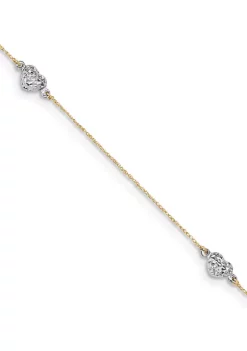 Best Sale 🔥 14K Two Tone Puff Heart 9 Inch Plus 1 Inch Extension Anklet by Belk & Co. 💯 -DealsBelk & Co. Store Belk 26125