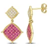 Best Sale ✨ Lab Created 1.78 ct. t.g.w. Created White Sapphire & Created Ruby Lozenge Earrings in Yellow Plated Sterling Silver by Belk & Co. 🧨