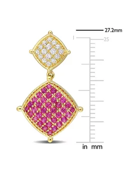 Best Sale ✨ Lab Created 1.78 ct. t.g.w. Created White Sapphire & Created Ruby Lozenge Earrings in Yellow Plated Sterling Silver by Belk & Co. 🧨 -DealsBelk & Co. Store Belk 26128
