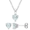 Promo ❤️ 2-Piece Set of 2 ct. t.g.w. Aquamarine Earrings and Pendant with Chain in Sterling Silver by Belk & Co. 😍