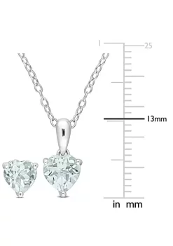 Promo ❤️ 2-Piece Set of 2 ct. t.g.w. Aquamarine Earrings and Pendant with Chain in Sterling Silver by Belk & Co. 😍 -DealsBelk & Co. Store Belk 26133