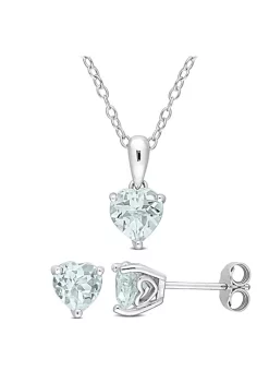 Promo ❤️ 2-Piece Set of 2 ct. t.g.w. Aquamarine Earrings and Pendant with Chain in Sterling Silver by Belk & Co. 😍 -DealsBelk & Co. Store Belk 26135